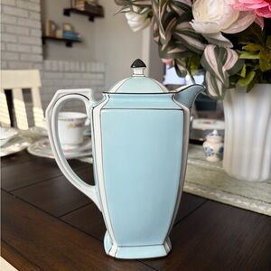 1920 Noritake Morimura HandPainted Blue Coffee Server Art Deco Silver Trim Japan